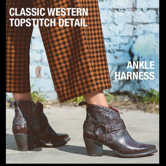 BED STU Tania Ankle Harness BOOTS Size 9.5 Leather Teak Rustic Western NEW $295 - Picture 2 of 16